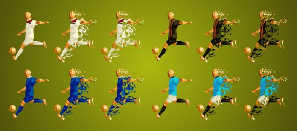 Lize skupiny F, fotbal hráče pestrobarevné uniformy, 4 týmy, vektorové ilustrace, sada 3/8, Lyon Olympique, Šachtar, Hoffenheim, Manchester City - Vektor, obrázek