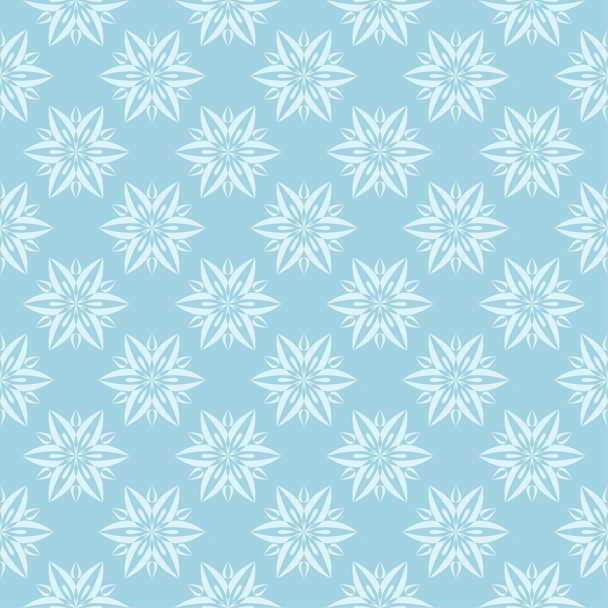Biały wzór kwiatowy na niebieskim tle. Bezszwowe ornament tkaniny i Tapety - Wektor, obraz
