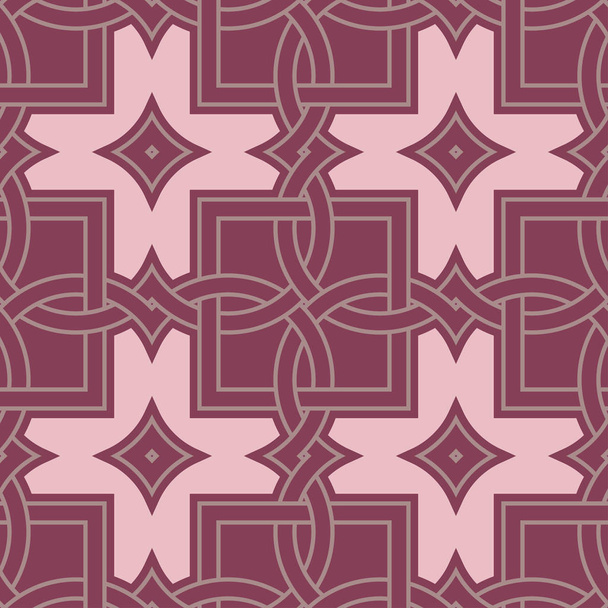 Seamless pattern with geometric elements. Dark red background for fabrics, wallpapers and textile - Vector, Image
