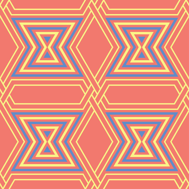 Geometrycznej jasny wielo kolorowe tło. Niebieskim i beżowym elementów na pomarańczowym tle. Projekt dla Tapety i tkaniny - Wektor, obraz