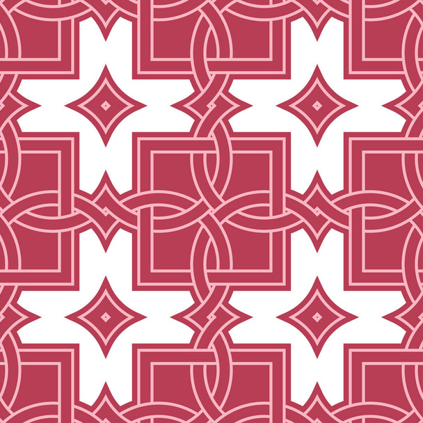 Red seamless background. Geometric pink and beige pattern for wallpapers, textile and fabrics - Διάνυσμα, εικόνα