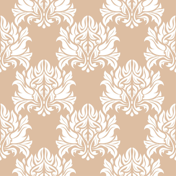 Бежевый и белый цветочный орнамент. Бесшовный узор для текстиля и обоев
 - Вектор,изображение