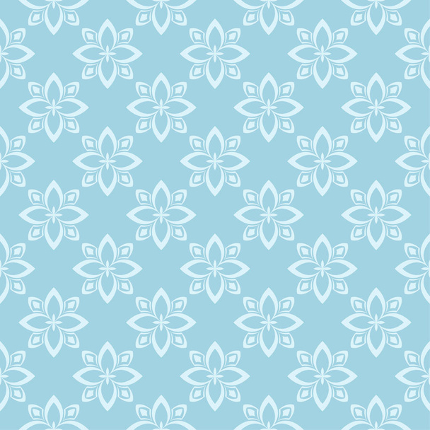 White floral pattern on blue background. Seamless ornament for textile and wallpapers - Vector, Image