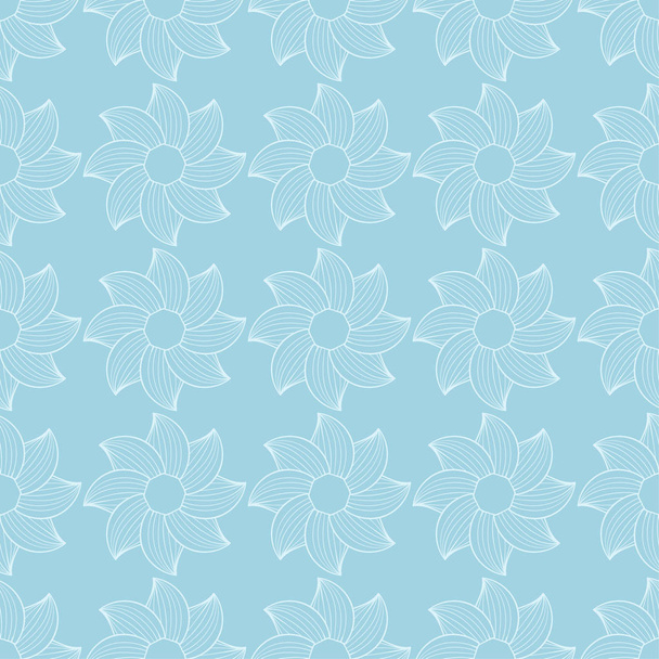 White floral pattern on blue background. Seamless ornament for textile and wallpapers - Vecteur, image
