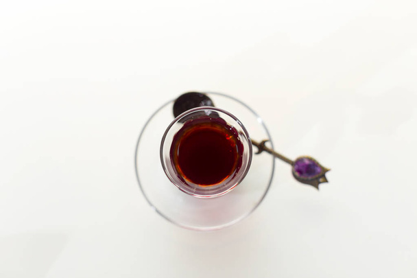 Turkish tea in traditional glass isolated on white background - Valokuva, kuva