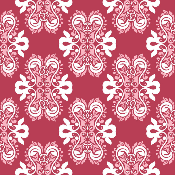 Red and beige floral seamless pattern. Pale red colored background for wallpapers and textile - Vettoriali, immagini