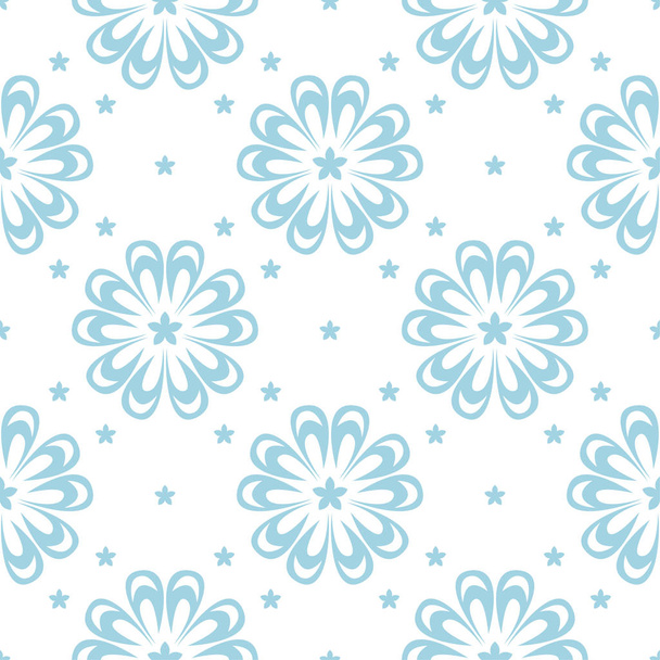 Blue floral design on white background. Seamless pattern for textile and wallpapers - Vecteur, image