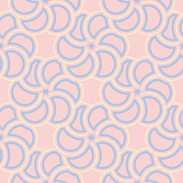 Patrón geométrico sin costura. Fondo rosa pálido con elementos azules y beige para fondos de pantalla, textiles y telas
 - Vector, Imagen