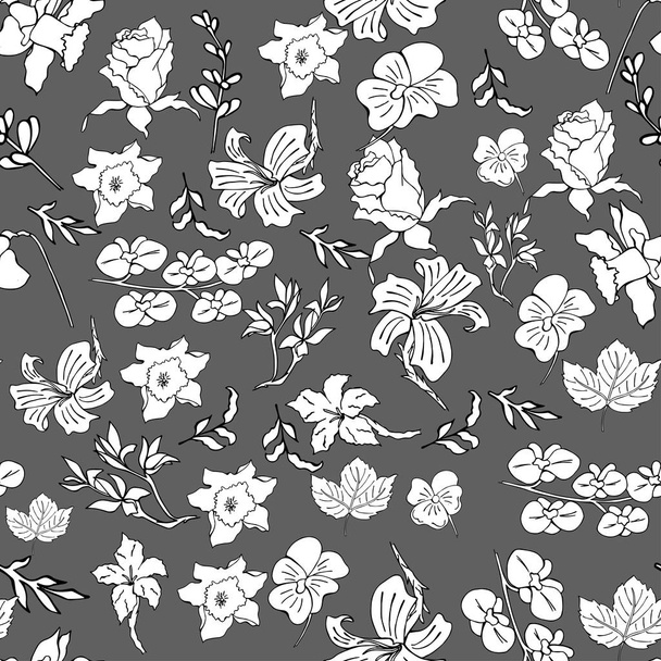 Vector nice floral pattern. Executed in doodle style. Very womanlike - Vettoriali, immagini