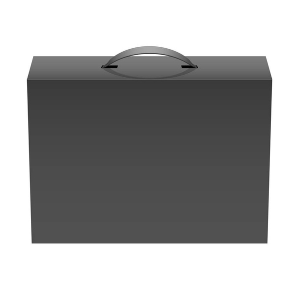 Black Realistic Package Cardboard Box with a handle. Vector illustration - Wektor, obraz