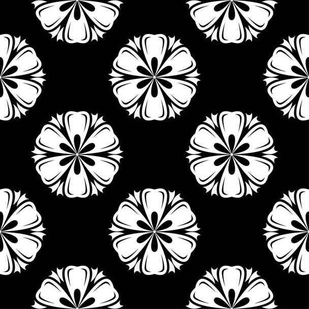 Black and white floral ornament. Seamless pattern for textile and wallpapers - Vecteur, image