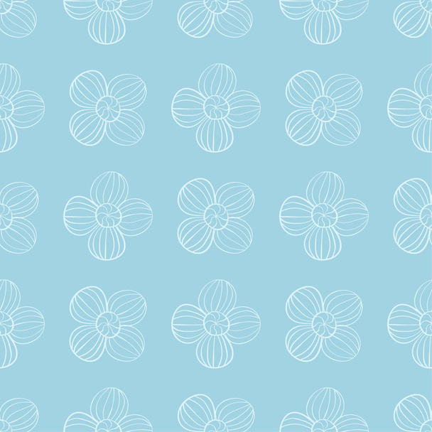 White floral design on blue background. Seamless ornament for textile and wallpapers - Wektor, obraz