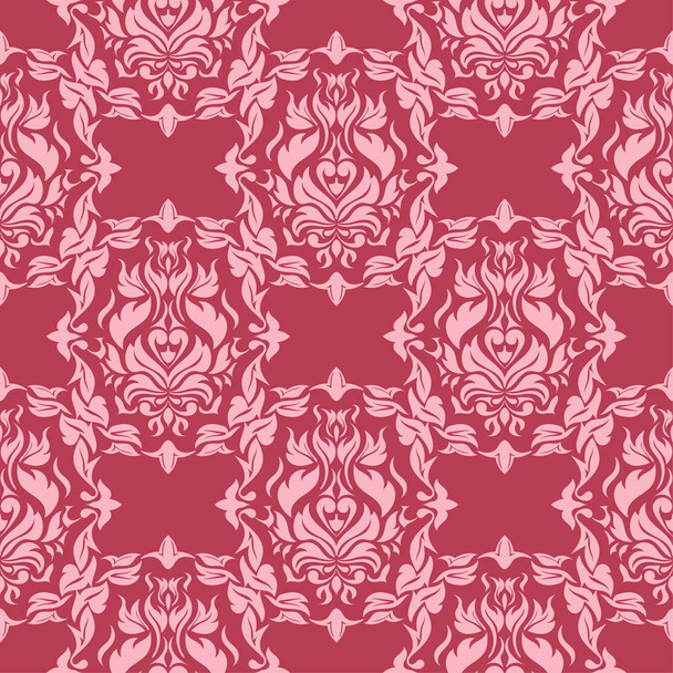 Red floral seamless background. Ornamental pattern for textile and wallpapers - Vettoriali, immagini