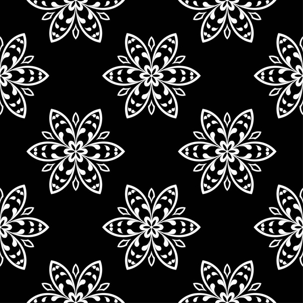 Black and white floral ornament. Seamless pattern for textile and wallpapers - Vektor, kép