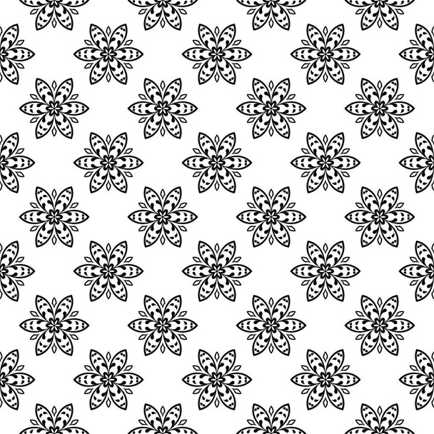 Black and white monochrome floral ornament. Seamless pattern for textile and wallpapers - Vektor, Bild