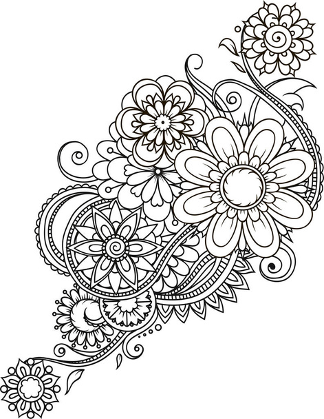 Vector abstract floral elements in indian mehndi style. Abstract floral vector illustration. Design element. - Vektör, Görsel