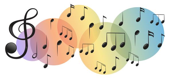 Diferentes tipos de notas musicales
 - Vector, Imagen