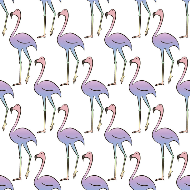 Flamingo colorful rainbow bird. Beautiful seamless pattern - Вектор,изображение