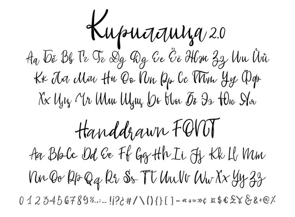 Vector Calligraphy Alphabet. Exclusive Letters. Decorative handwritten brush font for: Wedding Monogram, Logo, Invitation. Cyrillic cursive font isolated on white background - Vector, Image