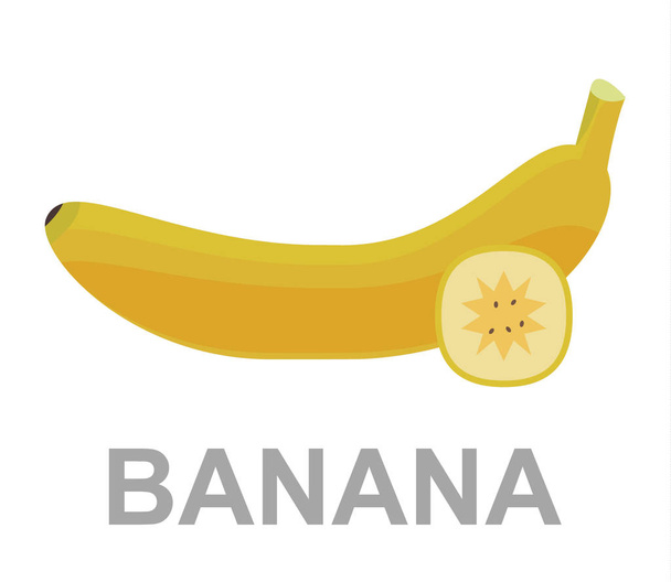 Ícone de banana inteiramente e em um corte
 - Vetor, Imagem