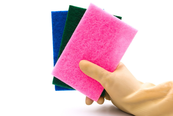 holding three cleaning sponges - Photo, Image