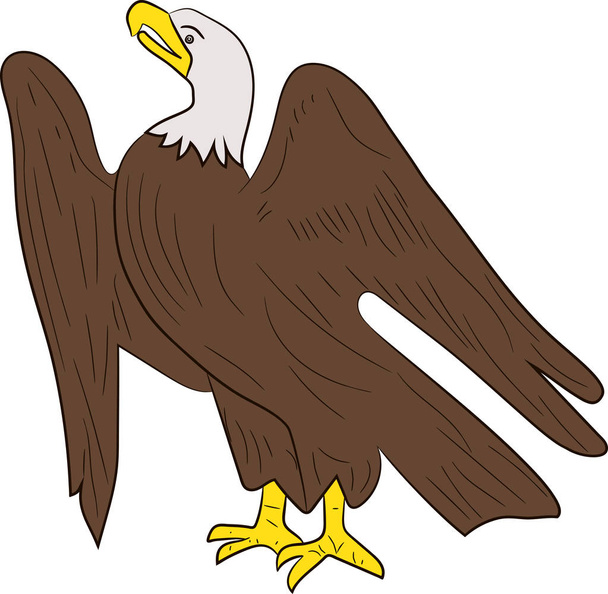 Sitting isolated colored eagle on white background - Vector, imagen