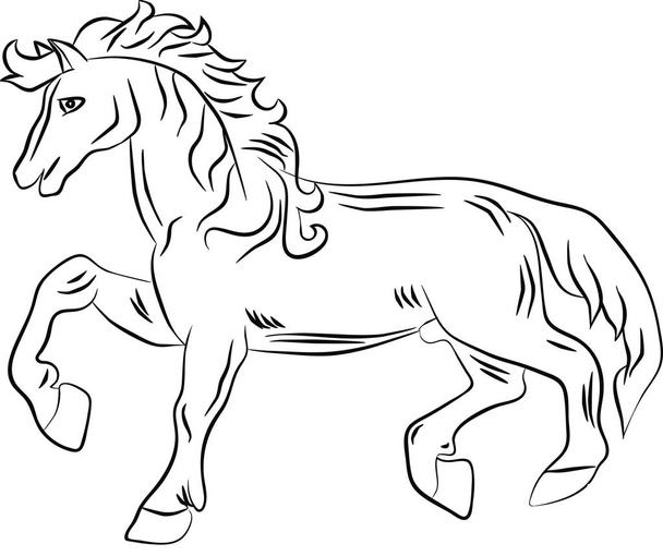 Σιλουέτα του αλόγου με υπερυψωμένο πόδι σε λευκό φόντο  - Διάνυσμα, εικόνα