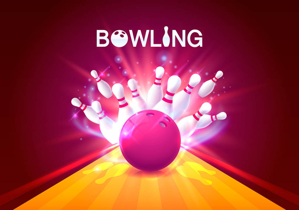 Bowling club poster with the bright background. - Vektor, Bild