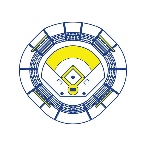Baseball-Stadion-Ikone. dünne Linie Design. Vektorillustration. - Vektor, Bild