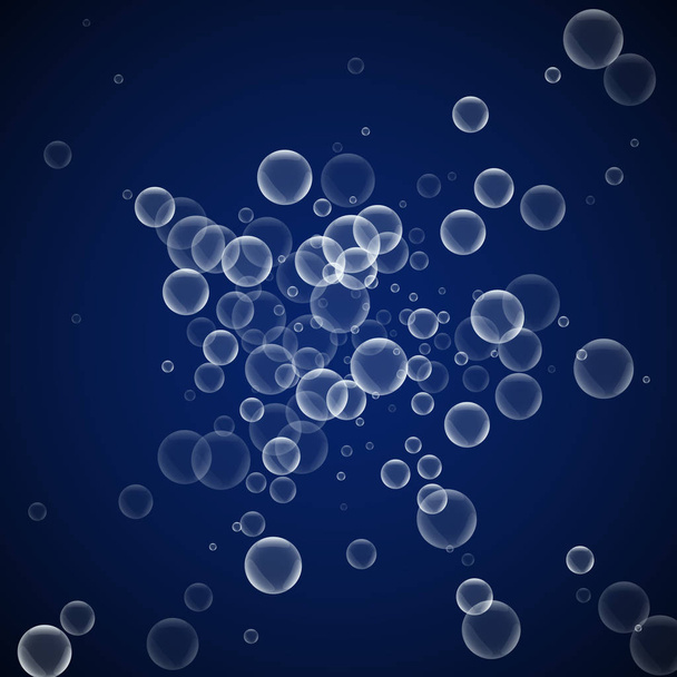 Random soap bubbles abstract background. Blowing b - Vector, imagen
