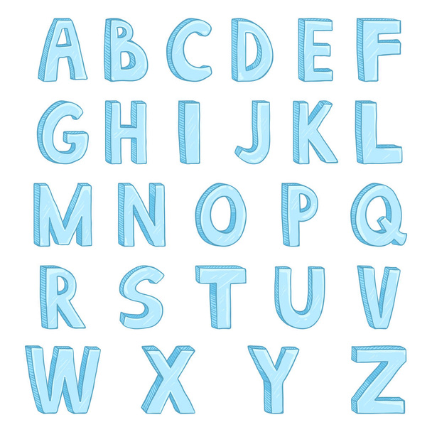 Set of Cartoon Ice Letters. English Alphabet. - Vector, Image