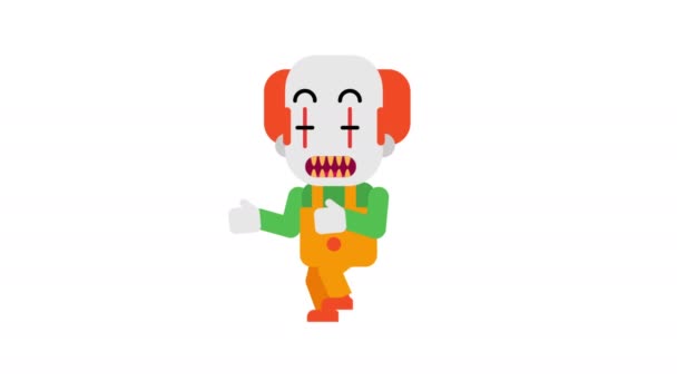 Clown angry stalking his victim. Halloween character. Alpha channel. Loop animation. Motion graphics. - Video