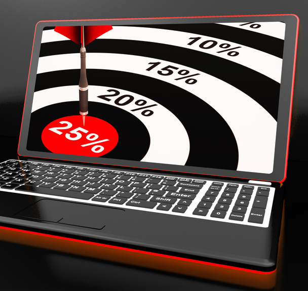 25 Percent On Laptop Shows Promotional Prices - Photo, Image