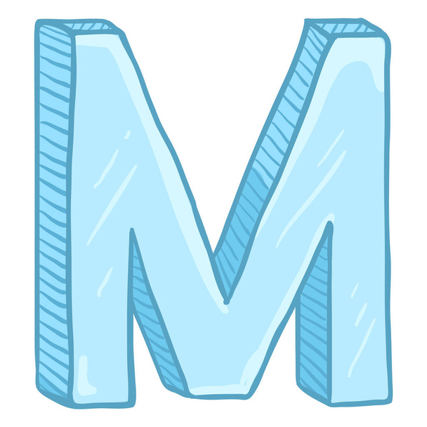 Caricatura sola hielo azul letra M
 - Vector, imagen