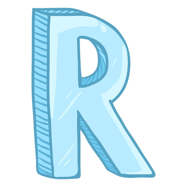Caricatura sola hielo azul letra R
 - Vector, imagen