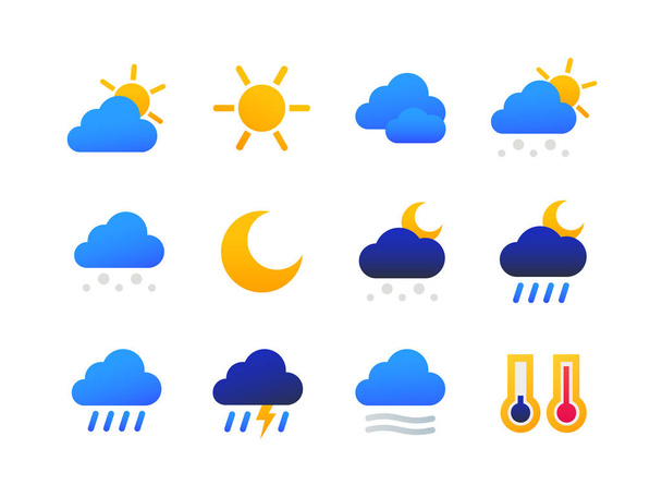 Weather types symbols - set of flat design style icons - ベクター画像