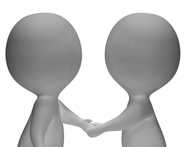 Sacudir las manos 3d caracteres mostrando socios y amistad
 - Foto, imagen