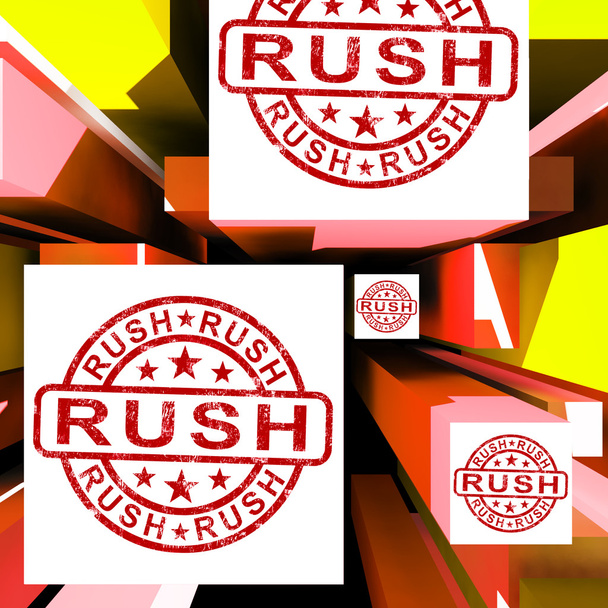 Rush em cubos mostrando entrega expressa
 - Foto, Imagem