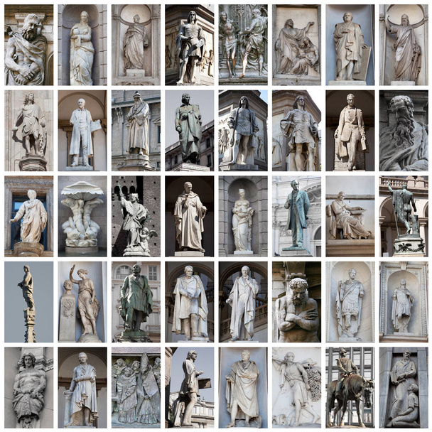 un collage de estatuas históricas
 - Foto, imagen