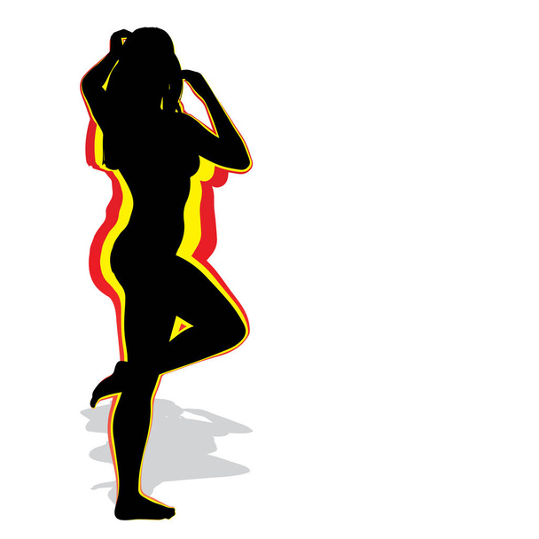 Vector conceptual de grasa obesa con sobrepeso femenino vs cuerpo sano en forma delgada después de la pérdida de peso o dieta con músculos delgados mujer joven aislada. Fitness, nutrición u obesidad grasa, forma de silueta de salud
 - Vector, Imagen