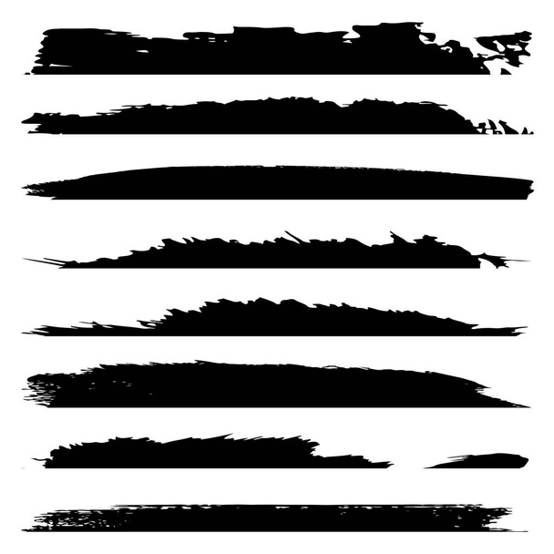 Collezione vettoriale di pittura nera grungy artistico fatto a mano tratto pennello creativo impostato isolato su sfondo bianco. Un gruppo di schizzi grunge astratti per l'educazione al design o la decorazione grafica
 - Vettoriali, immagini