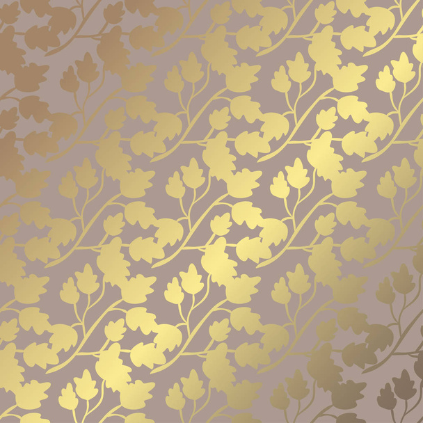 Elegant golden pattern with hand drawn decorative leaves, design elements. Floral pattern for invitations, greeting cards, scrapbooking, print, gift wrap, manufacturing - ベクター画像