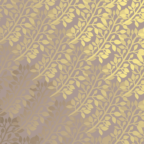 Elegant golden pattern with hand drawn decorative leaves, design elements. Floral pattern for invitations, greeting cards, scrapbooking, print, gift wrap, manufacturing - Vetor, Imagem