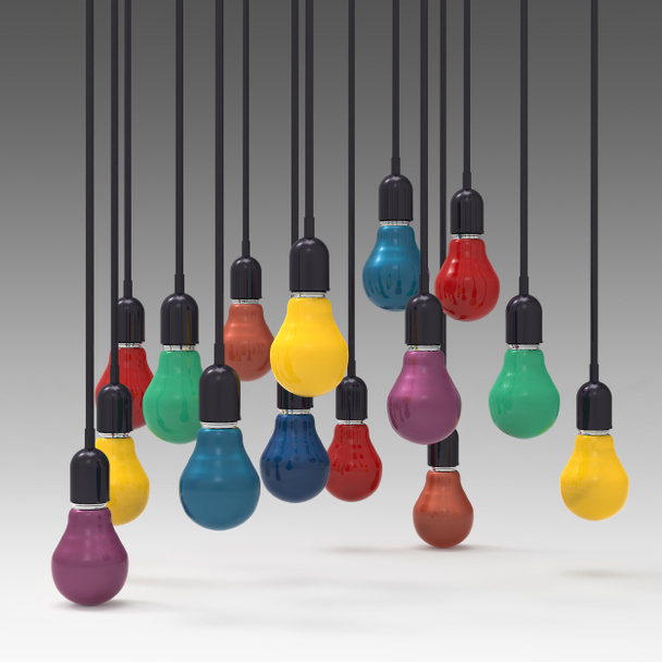 kreativní nápad a vedení konceptu barvy žárovka - Fotografie, Obrázek