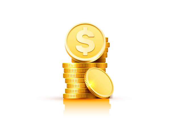 Dollar coin with a bunch of coins - Vector, imagen