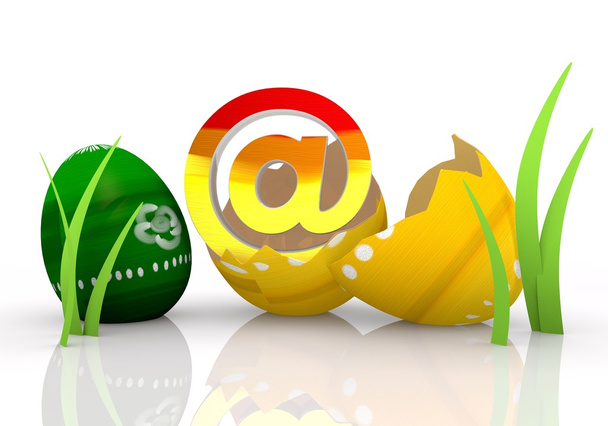 e-mail icon in broken easter egg - Foto, Imagen