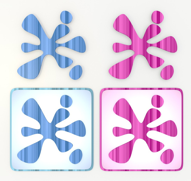 blue and pink friendly splotch icon lables - Foto, immagini