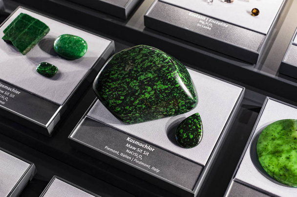 3 SEPTEMBER 2018, VIENNA, AUSTRIA: Exposition of precious and semiprecious stones processed and not processed in the Museum of Natural History, Vienna.  - Photo, Image