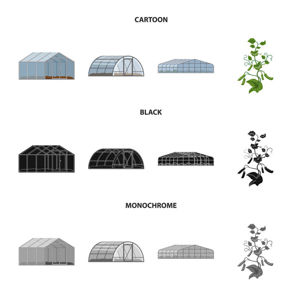 Διάνυσμα σχεδιασμού του συμβόλου του θερμοκηπίου και των φυτών. Συλλογή των θερμοκηπίων και κήπο σύμβολο μετοχής για το web. - Διάνυσμα, εικόνα
