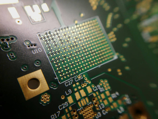 Makró közelről a Bga ball grid array technológia lábnyom elektronikus nyomtatott áramkör borad - Fotó, kép